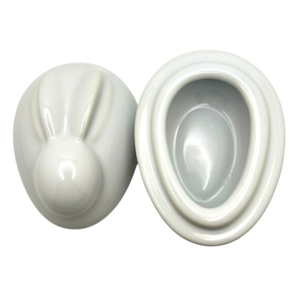 Pottery Barn White Easter Bunny Trinket/Candy Dish/Bowl with Lid - Retired - Picture 4 of 9